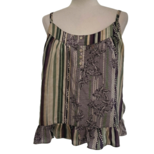 To The Max 100% Silk Floral Striped Halter Top Size L EUC